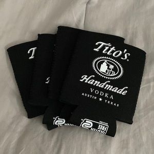 4 Titos vodka black koozies